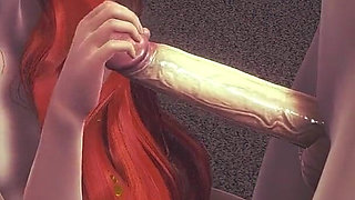 Red Head Ariella Oral Sex Blowjob and Cumshot - Sexy Anime Girl Sucks Cock in Honey Select 2 3D Animation Hentai
