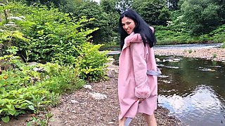 Outdoor Naked, Gaping My Pussy in Close up and Pissing