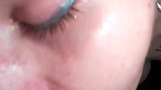 Goth Girlfriend Gives Deepthroat Blowjob and Gets Facial