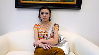 First time amateur brunette solo with dildo
