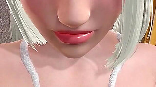 Sexy Blonde Elf Have a Christmass Gift for Me Fuck Her Pussy on a Bed 3D Animation