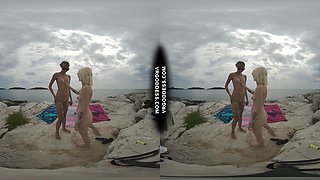 Vacation On Nude Beach With Ingrida And Miss Pussycat Smoking Eating Skinny Dipping Sun Bathing