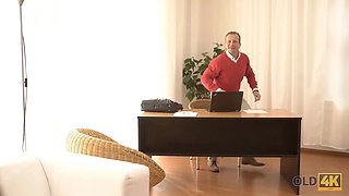 Old4k. naive sexpot and handsome grandfather have good porn at his place
