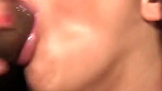 Mischa Brooks sucks huge black cock and swallows cum