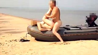 Naked couple relaxing with outdoor hardcore activities