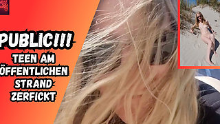 Teen Slut Public Doggy Fucked on the Beach!