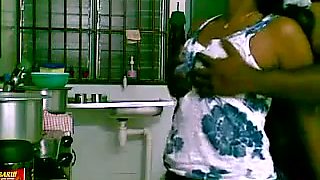 Indian amateur housewife was caught on cam while being poked in kitchen