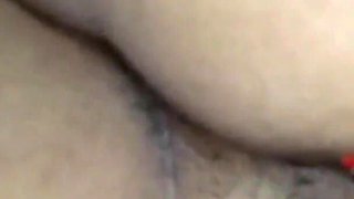 My wife and me at our bed I give a huge cumshot and she puts the milk inside her ass