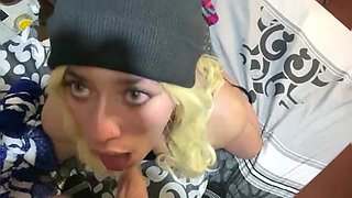 The blonde Sexy Slut Sucking my Cock and I make her swallow it all!!