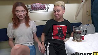 Skinny redhead Mia Murkovski rides huge cock in reverse cowgirl