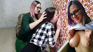 2 Girls ORAL FINISH Ejaculation Gloryhole EVA & LARUNA - Home Made Honey60fps - Eva e