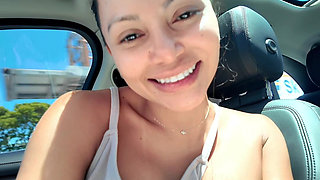 Horny Latina Cant Wait & Gives Him Roadhead Till He Cums