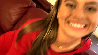 Extreme amateur pov blowjob with brunette babe