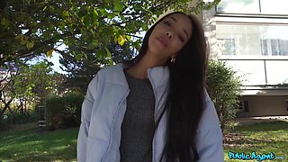 Skinny Lia Lin is having a hot fuck with public agent for money