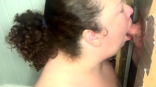 Glory hole blowjob busty amateur blonde fucking