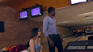 Hardcore interracial foursome in a bowling alley - Anina and Diya