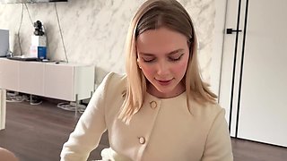 Teen secretary want to jump on his dick instead of working POV