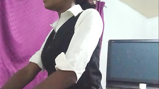 18 Year Old Horny School Girl, Sucks and Ride Cock for a First Time, Her Face Shows Enjoyment with Older Man