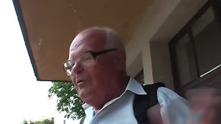 Horny hussy and old man mind-blowing sex scene