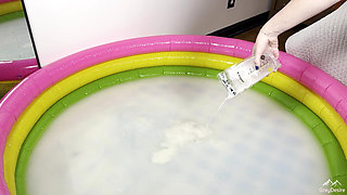 Lactating MILF Hucow Playing in a Pool of Breast Milk - Grey Desire