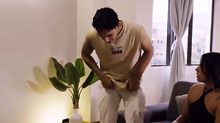 Premium brunette latina fools around with young hunk while hubby's away