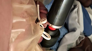 Jerking off in rubber