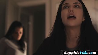 Lesbian stepmom licking and scissoring lesbian in this sapphic duo