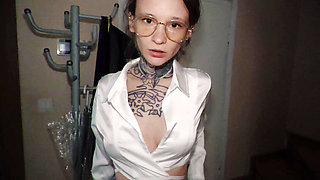 Redhead Tattooed Teacher Sucks Student's Dick