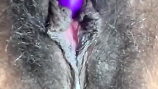 Close up Stimulating My Big Clit Hairy Pussy Creaming