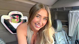 Sexy Slim Blonde Cutie Cheats On Her BF, Rewarding the Trucker With BJ & Sex For Giving Her a Lift