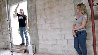 Outdoors reality video of a guy showing house to Cory Chase