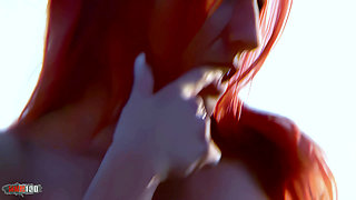 Angie Kiss: Pornstar Petite Redhead Angie Kiss Removing Clothes on the Beach