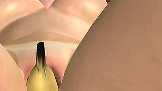 3D Animated Sex Videos Gorgeous Asian Babe Masturbates with a Banana at the Gym