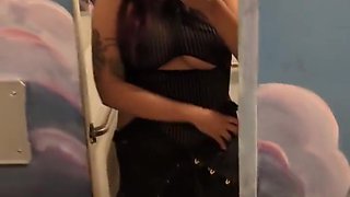 Chubby Goth Girl Strips And Fingers Herself In Bar Bathroom