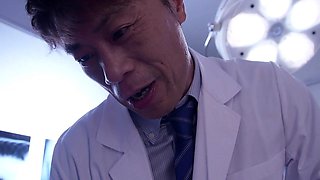 Hot japanese brunette babe fucked in threesome