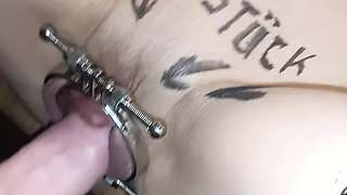 Steel spread pussy. Fixed milf gets fucked