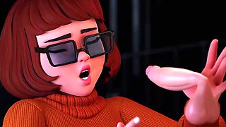 Velma gives a gentle blowjob 3D animated