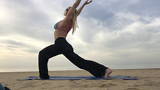Beach Yoga in Bikini Top