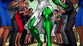 Slutty She-Hulk Nude Cartoon Lesbian Fuck with Muscular MILF in HD