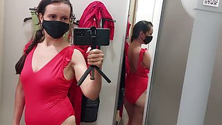 Amateur wife filmed trying on clothes. Latina fitting room big nipples, hairy ass, big breasts, long hair