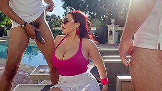 Outdoor interracial threesome with whorish BBW Natasha Nice