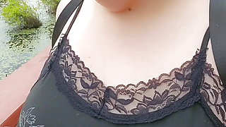 Public outdoor deepthroat blowjob lakeside small tits big nipple tease