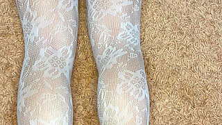 Sexy ass and legs in white thong and stocking