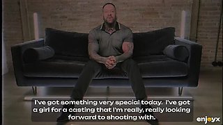 Inked Huge Man Rob Diesel Drills Cute Petite Catherine Knight in Kitchen Rough Sex