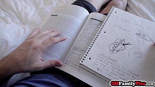 Beautiful teenager stepsister sucks dick