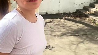 Schoolgirl splattered all over porch, best XXX cum!