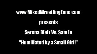 Serena Blair mixed wrestling fight
