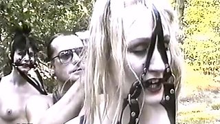Outdoor punishing lesson in the forest
