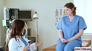 Doctor gives breast exam to busty intern