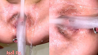 Sperm Drain 6. Blonde Lets Cum Out of Her Ass in Portion. Shower Solo!